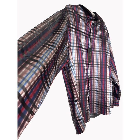 Centenario Mens 4XL Plaid Long Sleeve Shirt In Red & Black - Picture 5 of 11